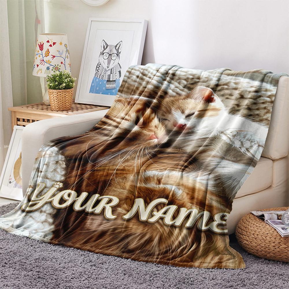1pz Coperta in Flanella con Nome Personalizzato e Motivo Nido Accogliente per Gatti Adatta a Tutte le Stagioni per Arredamento Casa Calore e Comfort Regali Regalo Festivo_lx