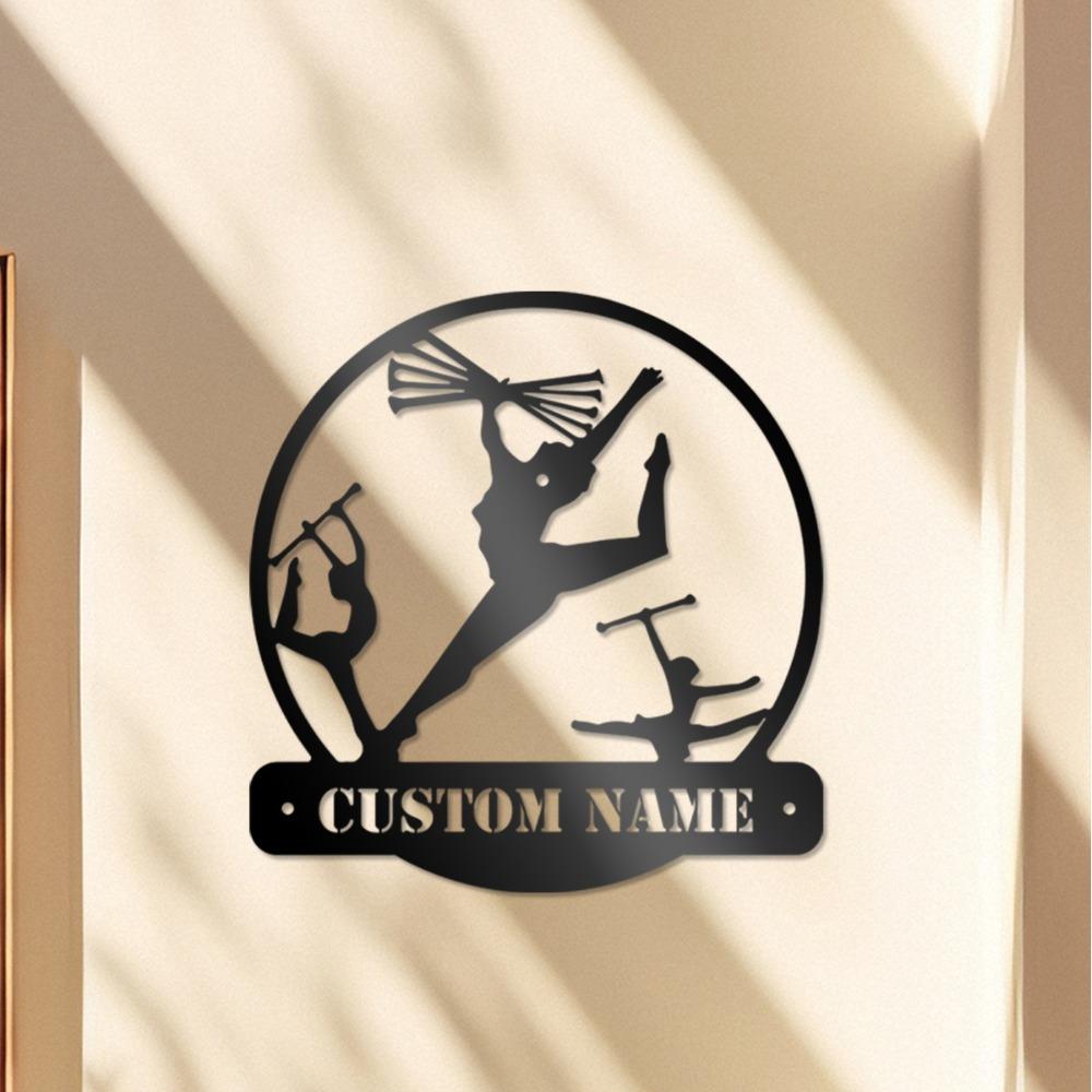 Individuelles Metallschild Schwarz Gymnastik Wandkunst Personalisierter Name Adresse Tanz Sport Fan Dekor