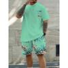 Hawaiianischer Urlaubsstil Sommer Herren 3D-Druck T-Shirt und Shorts Set Locker Einfach Mode Sportbekleidung Lässig Zweiteiliges Outfit Für Erwachsene Männer