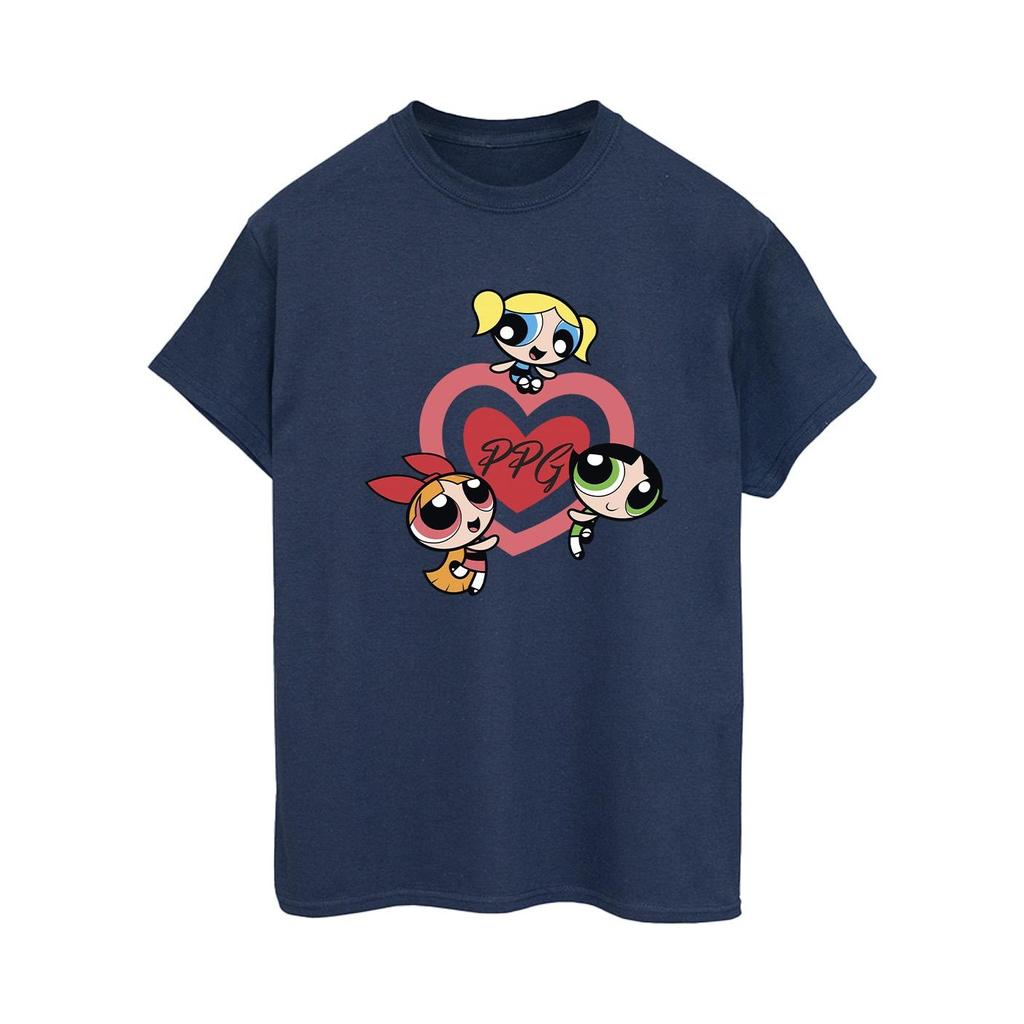 The Powerpuff Girls Dam/Damer Dubbelt Hjärta Bomull Pojkvän T-shirt