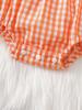 Pumpkin Short Sleeve Bodysuit with Lotus Leaf Collar and Bow