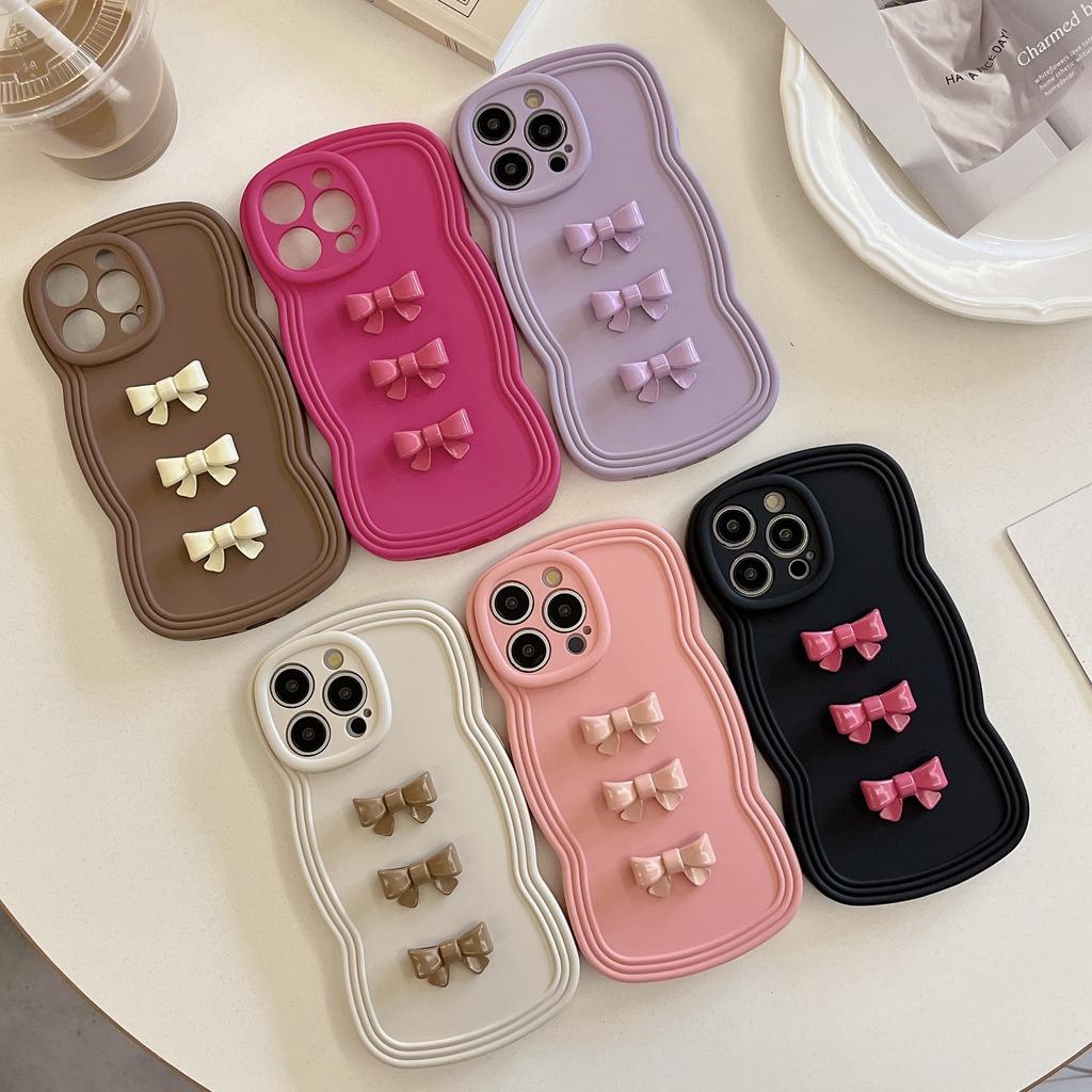 ins sweet and cool three-dimensional bow is suitable for iPhone16Pro max Apple 15 mobile phone case 12/13 soft case.