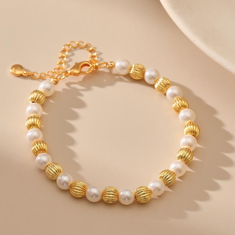 K Gold Plated Natural Shell Pearl Elegant Handmade Bracelet For Women