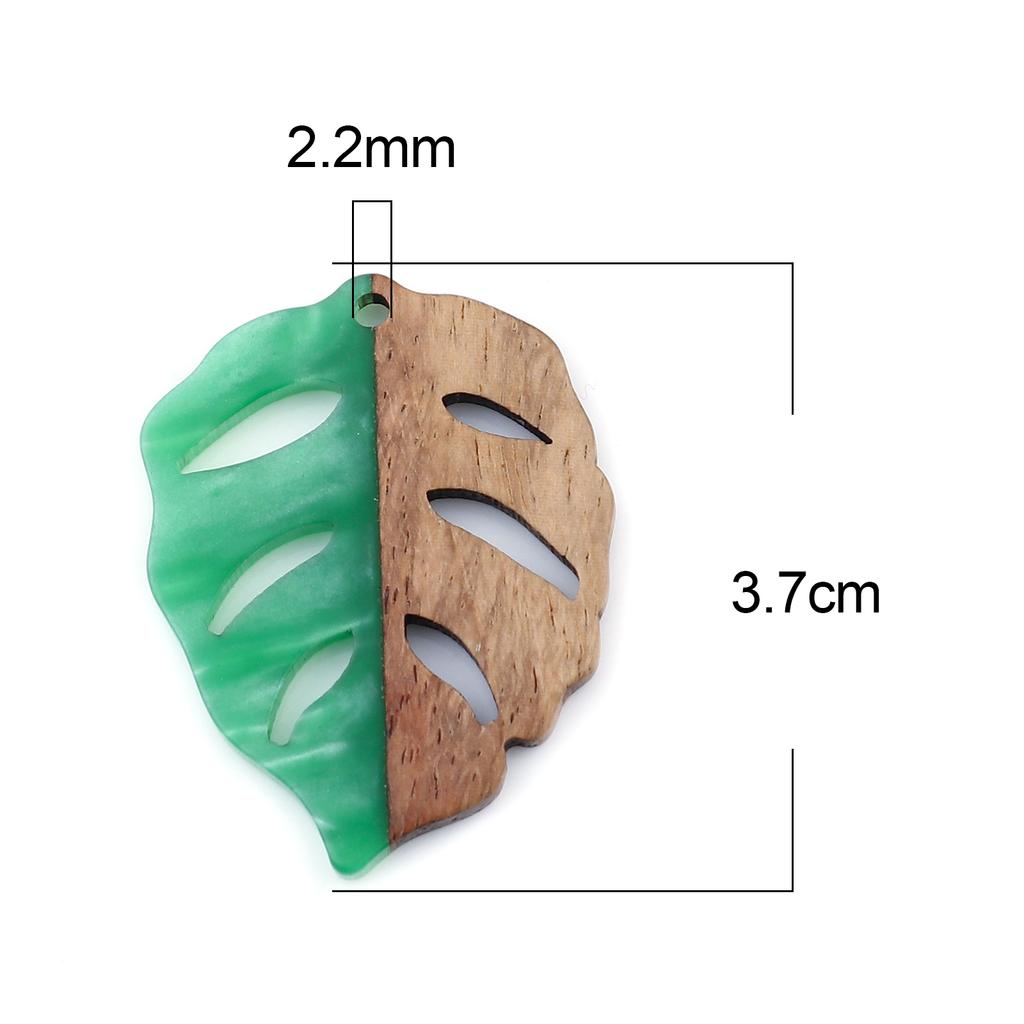 3 PCs/Lot Vintage Resin Wood Effect Leaf Pendants Wooden Plant Foil Charms For DIY Earring Charm Jewelry Making 3.7cm X 2.8cm