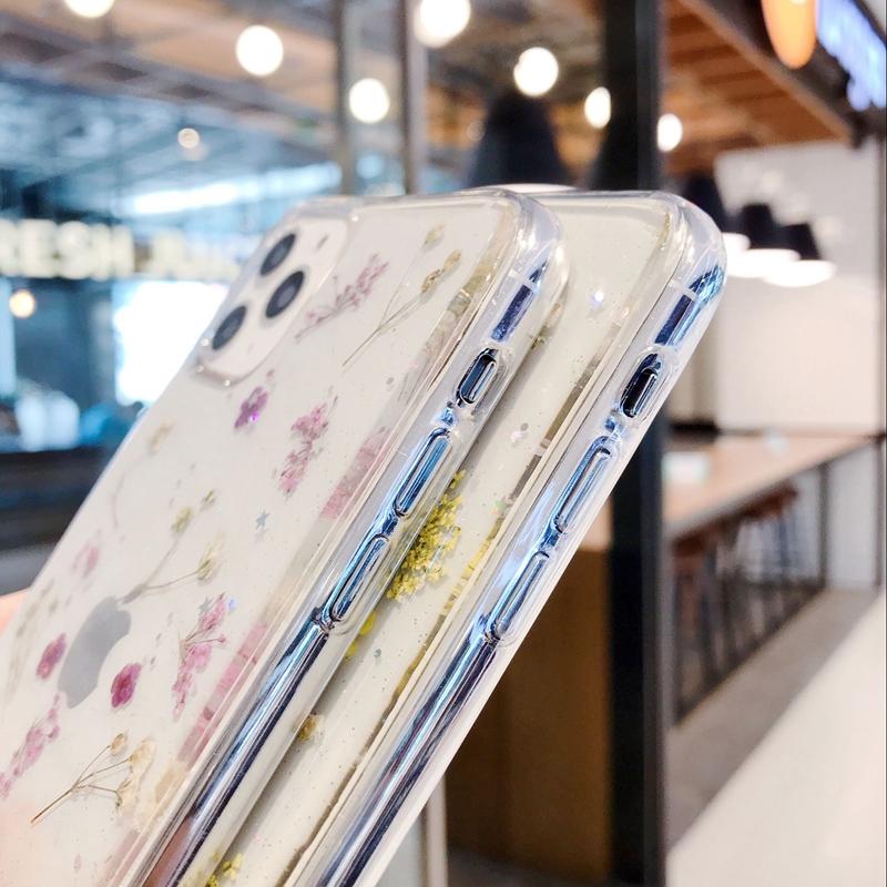 Trockene Blume Transparente Handyhülle für Iphone 11 12 13 14 Mini Pro Max Xs X Xr 7 8 Plus Se 2020 Weiche stoßfeste Hüllen Abdeckung