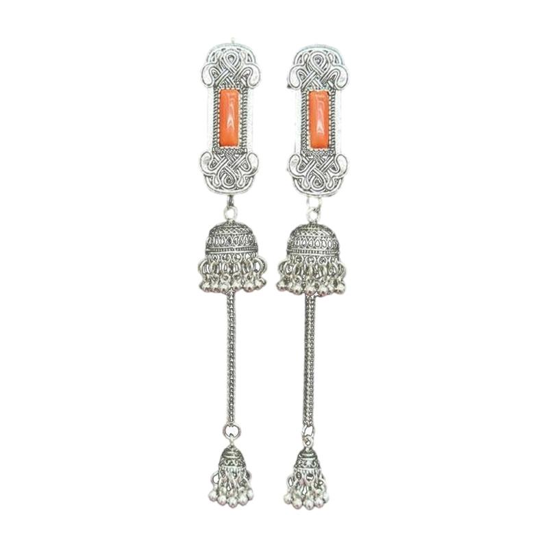 Handmade Mongolian Styles Alloy Tassels Hair Clip Ornament with Vintage Rhinestones Designs for Women Seek Unique Charm