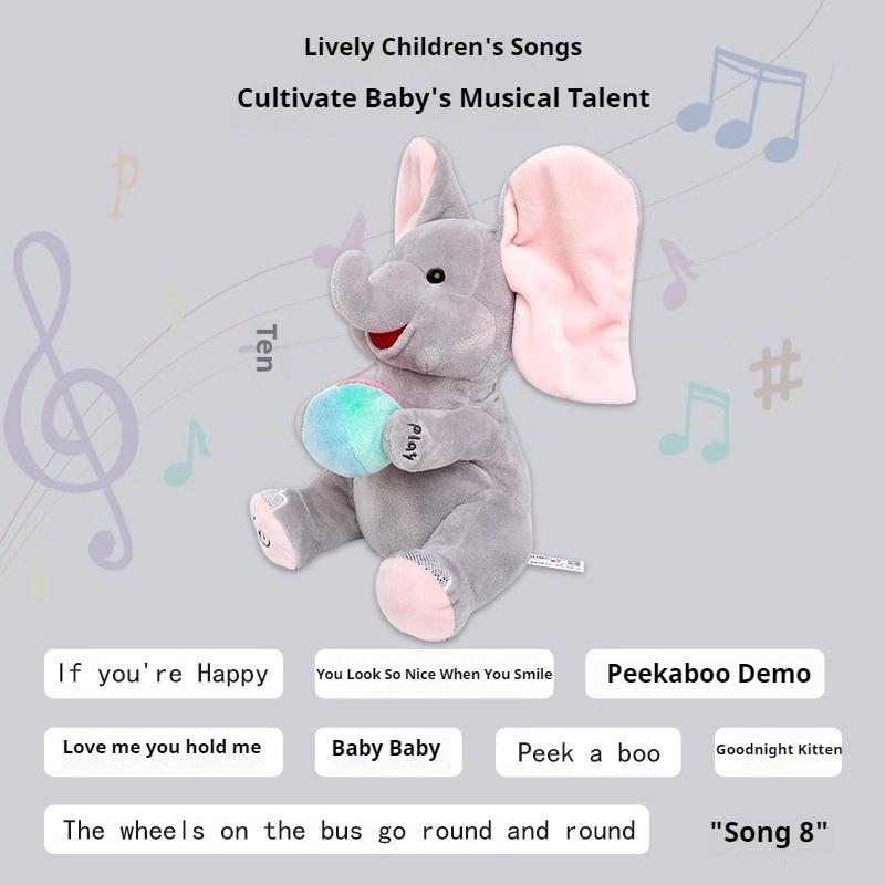 Children peek-a-boo elephant infant toy practice head-up training soothing doll artifact plush fan ears baby elephant