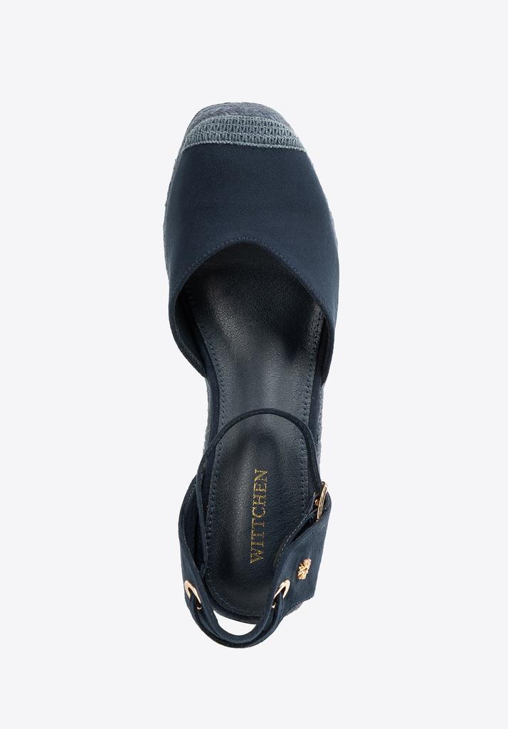 Espadrilles compensées à lacets pour femme Wittchen, Bleu marine, Matière synthétique