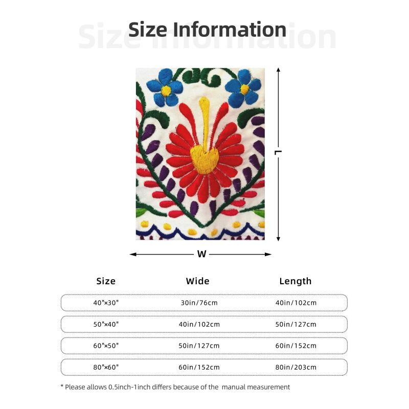 Custom Print Mexican Butterflies Flower Otomi Embroidery Pattern Blankets Breathable Soft Flannel Winter Throw Blanket Bedroom