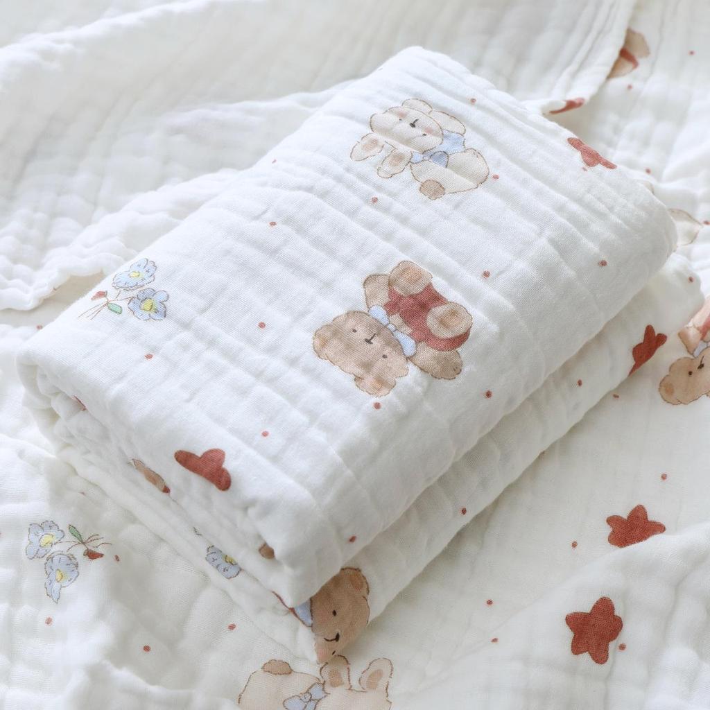 High-Density Six-Layer Pure Cotton Baby Bath Towel and Swaddling Blanket for Newborns and Children