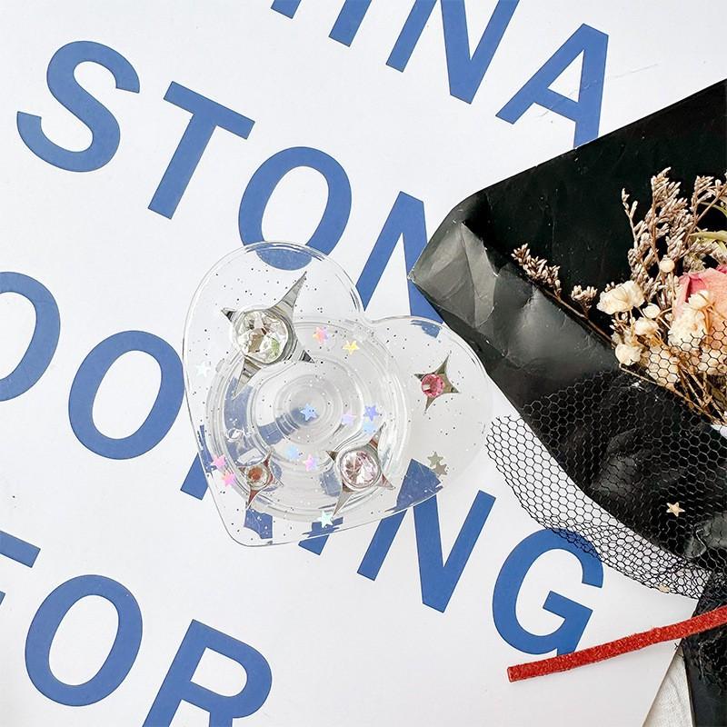 

Sparkling Pink Ins Wind Star Glitter Phone Case Airbag Bracket Love Water Diamond Gem Scalable Desktop Support Stand