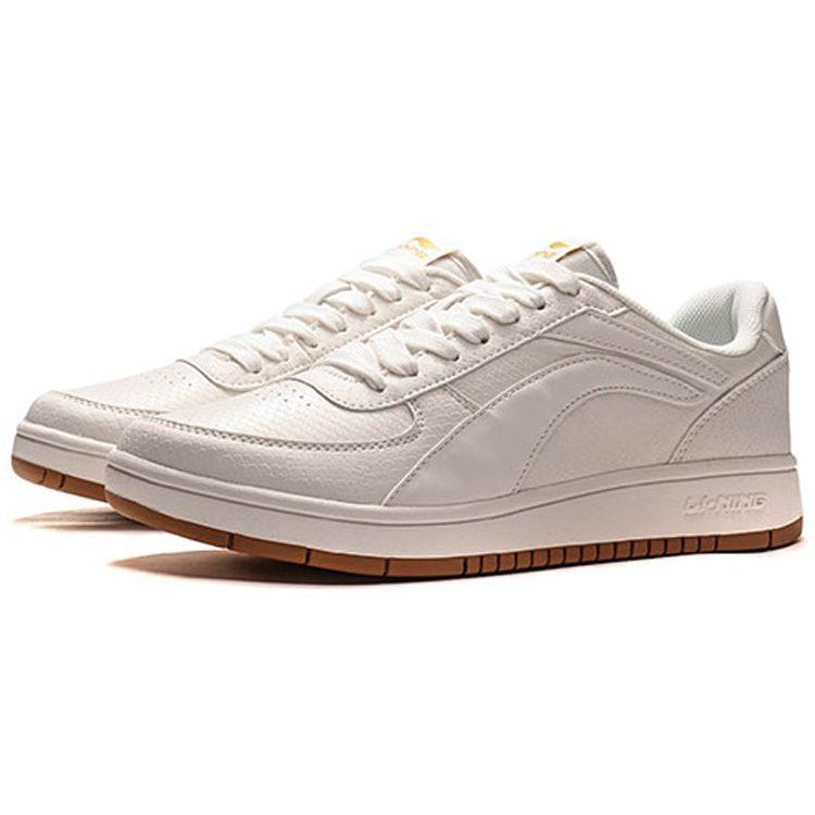 Li Ning Synthetic Leather Low Top Skateboard Shoes Men's White AGCP347-1