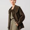 JIUZI AnnaCoco Women's Big Lapel Lamb Wool Coat