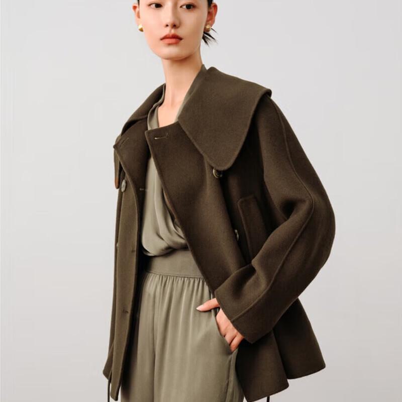 JIUZI AnnaCoco Women's Big Lapel Lamb Wool Coat