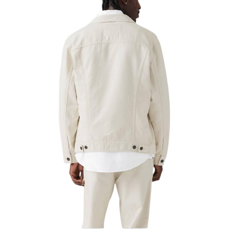 Levis SS25 Leinen-Denim-Serie Locker geschnittene Jacke mit spitzem Kragen und Fronttaschen-Logo Herrenjacken Weiß A5782-0063
