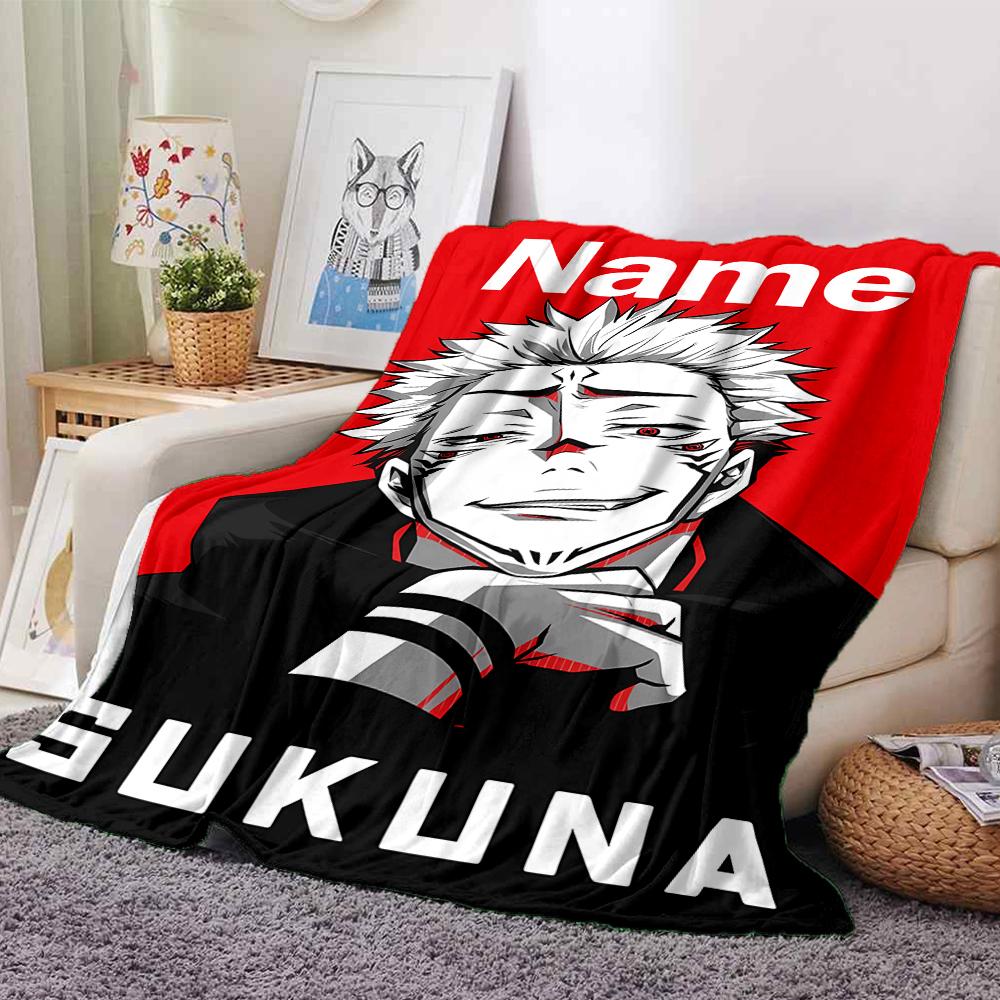 Customiz Name Personality Jujutsu Kaisen Sukuna and Tiger Staff Blanket Soft &Warm Sofa Office Bed Travel Lunch Break Blanket, Gift Suitable All Seaso