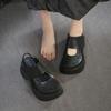 Johnature Retro Round Toe Thick Soled Sandals Versatile Genuine Leather Thick Heel Women's Platform Shoes