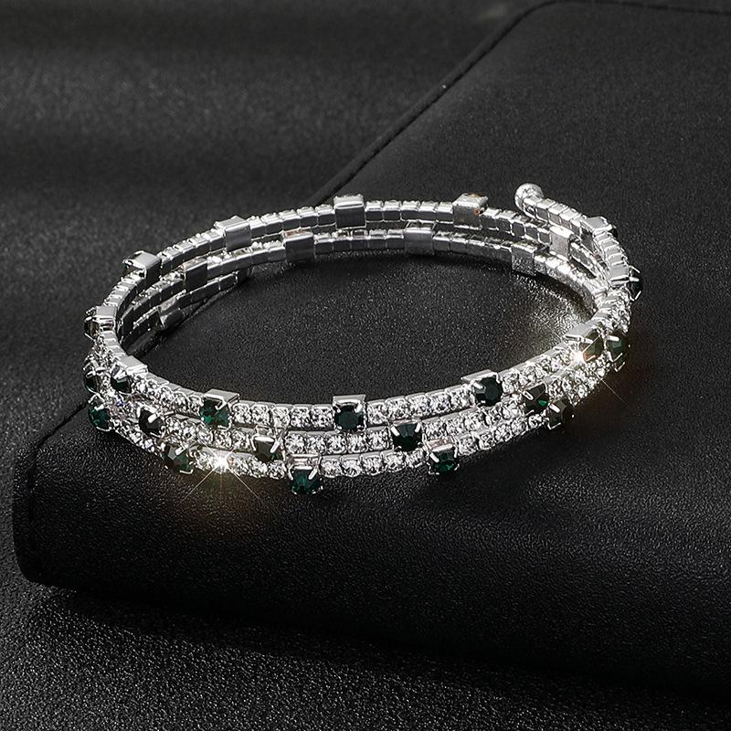Rhinestone Open Bracelet Gold Silver Diamond Set Elastic Bracelet Bridal Fashion Full Diamond Grab Chain Bracelet