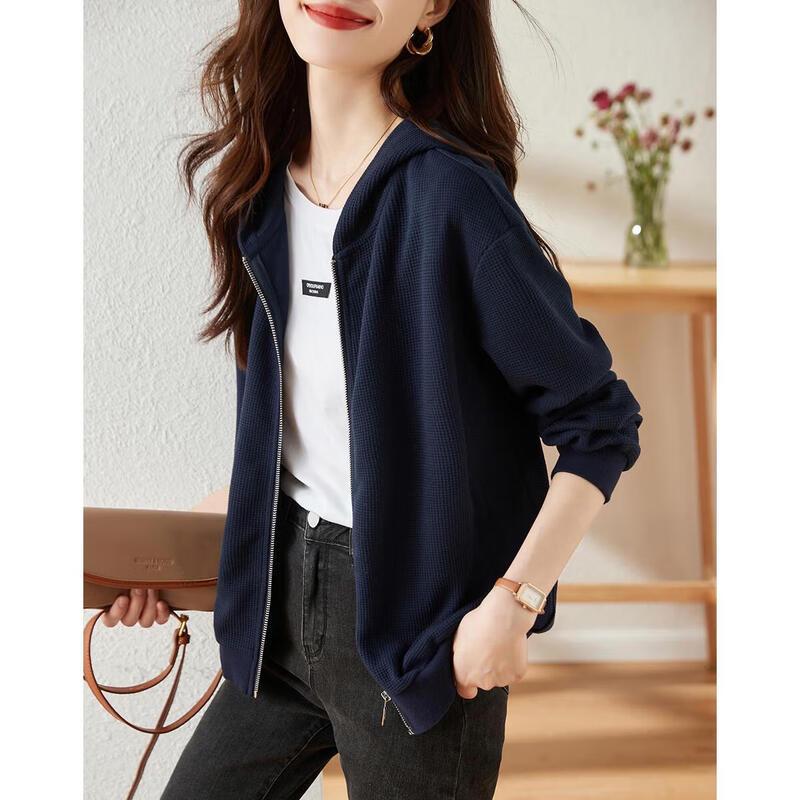Mohan Yimei Women s Loose Fit Hooded Zip Casual Jacket S