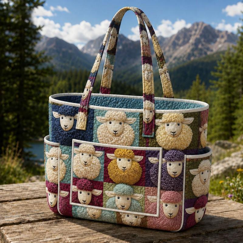 Large Capacity Tote Bag Digital Print Quilted Single Shoulder Hand Carry Casual Travel