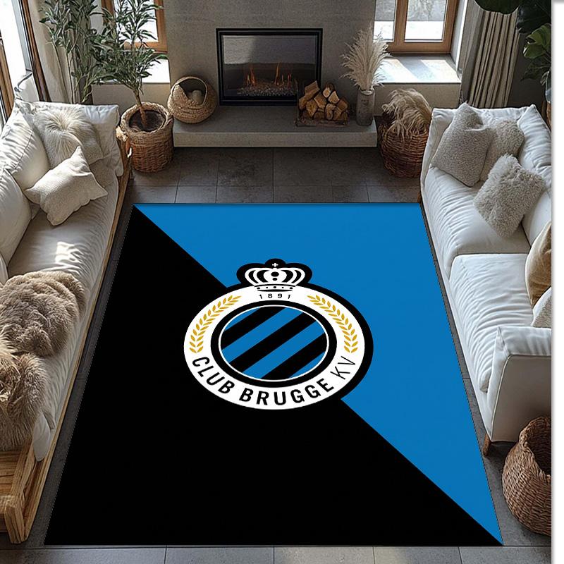Club Brugge FC Soccer Football Pattern Soft Area Rug Non Slip Indoor Floor Carpet Sports Decor Mat for Bedroom