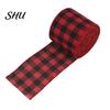 Christmas Bowknot Making Ribbon 1 Roll 2Mx5CM Red Black White Plaid Santa Car Wired Gift Decorative Packing DIY Craft Xmas Tree Decoration Wreath