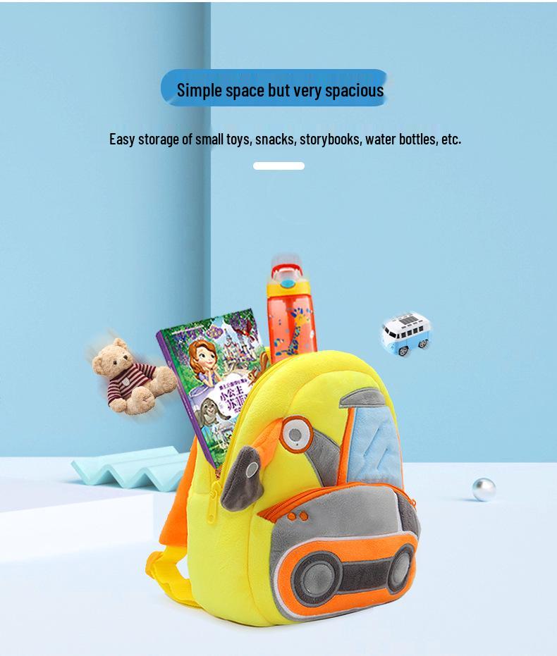 Cute Excavator Plush Backpack for Toddlers - Ideal for 2-4 Year Olds