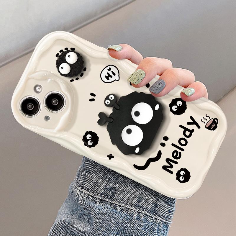 Applicable iPhone16 cartoon mobile phone case Apple 17promax graffiti small briquettes 16 couple funny cream shell