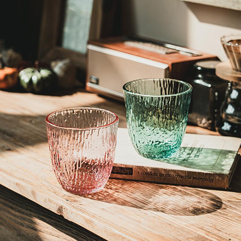 Light Luxury Cup Bingchuan Pattern Glass Water Cup Household Color Transparent Cup Simple Beer Cup Juice Cup