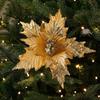 Fashion Flower Head Artificial Christmas Flowers Handmade Shiny Simulated Sequined Flower DIY Xmas Tree Ornaments Party Supplies