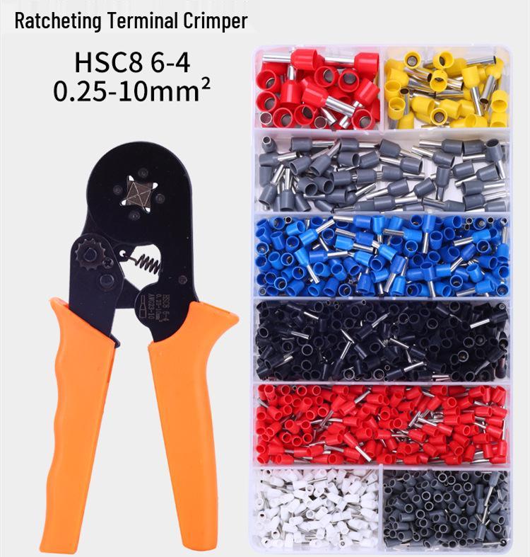 Ratchet-Type 6-4A Crimping Pliers Set for Insulated Wire Terminals