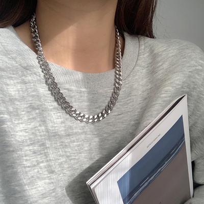 Mode Acier Inoxydable Couleur Argent Chaîne Maillon Cubain Épaisse Collier Ras-du-cou Pour Femmes Hommes Hip Hop Cou Colliers Bijoux Cadeau