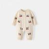 Frühling/Herbst 2025 Baby Kirsche Strick Strampler Set - Niedliches Baumwoll Latzhose Bubble Outfit