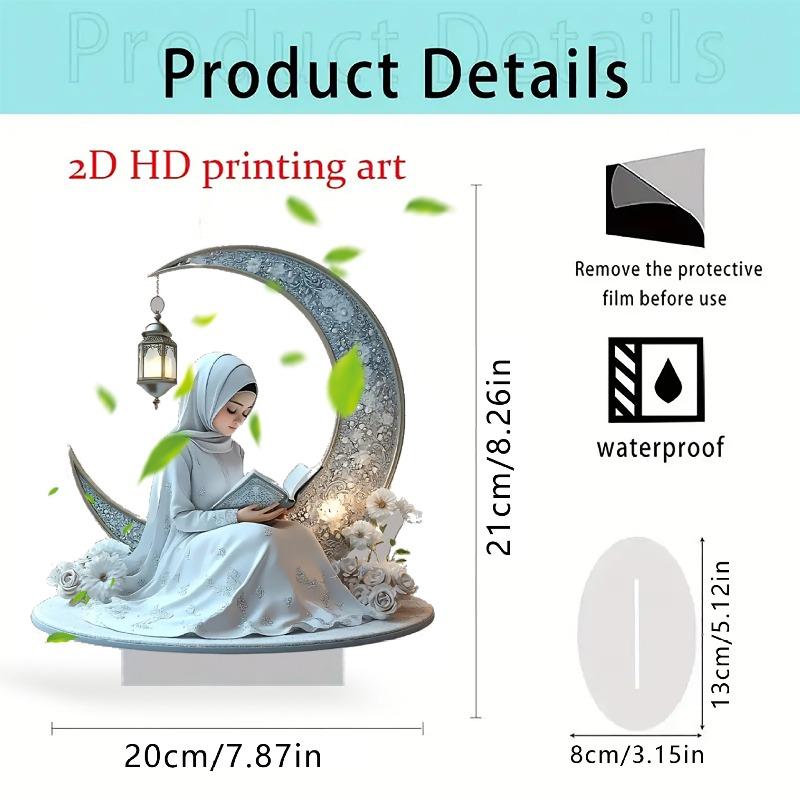

1pcs Moon Castle Girl 2D Flat Acrylic Ornament Living Room Table Decor Holiday Gift Home Desktop Decoration Accessory синий