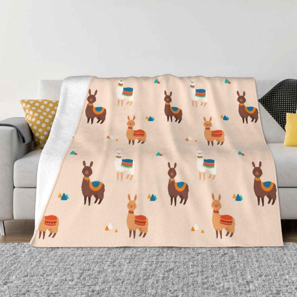 Coperta Llama Morbida Calda da Viaggio Portatile Llamas Alpaca Llama Carina Animali Carini Tema Llama Llama Kawaii Alpaca Kawaii