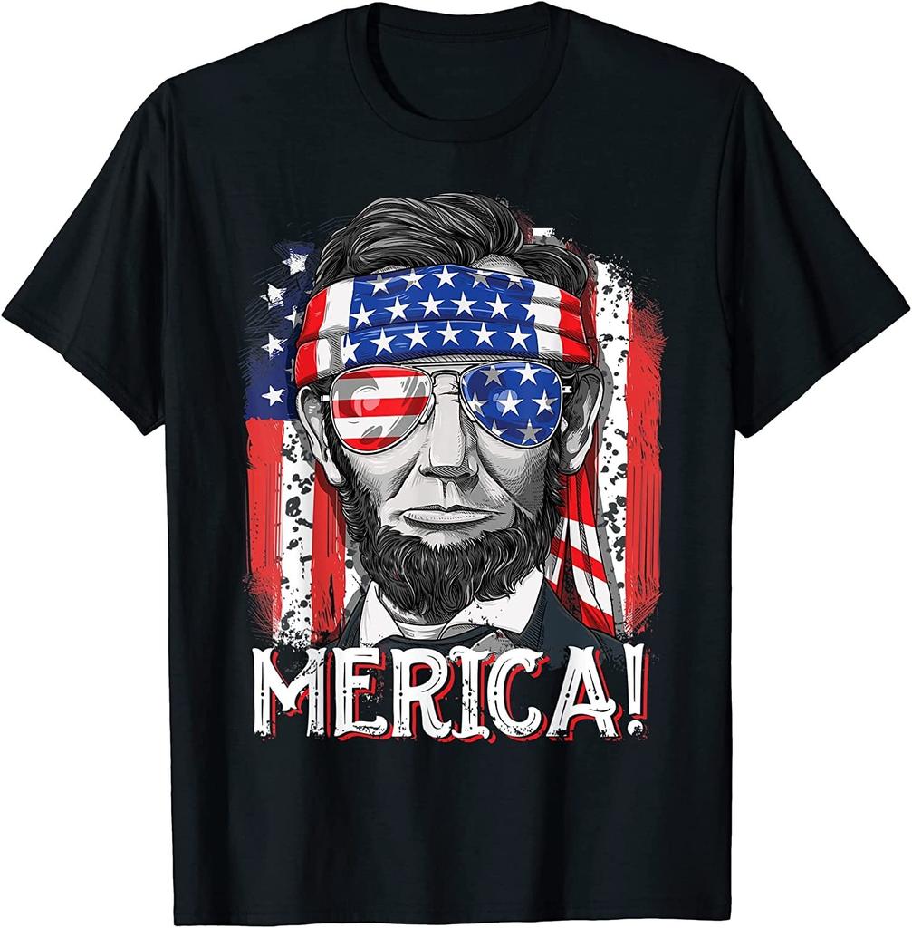 NEW LIMITED! Abraham Lincoln 4th Of July Merica American Flag Tee - MADE IN USA