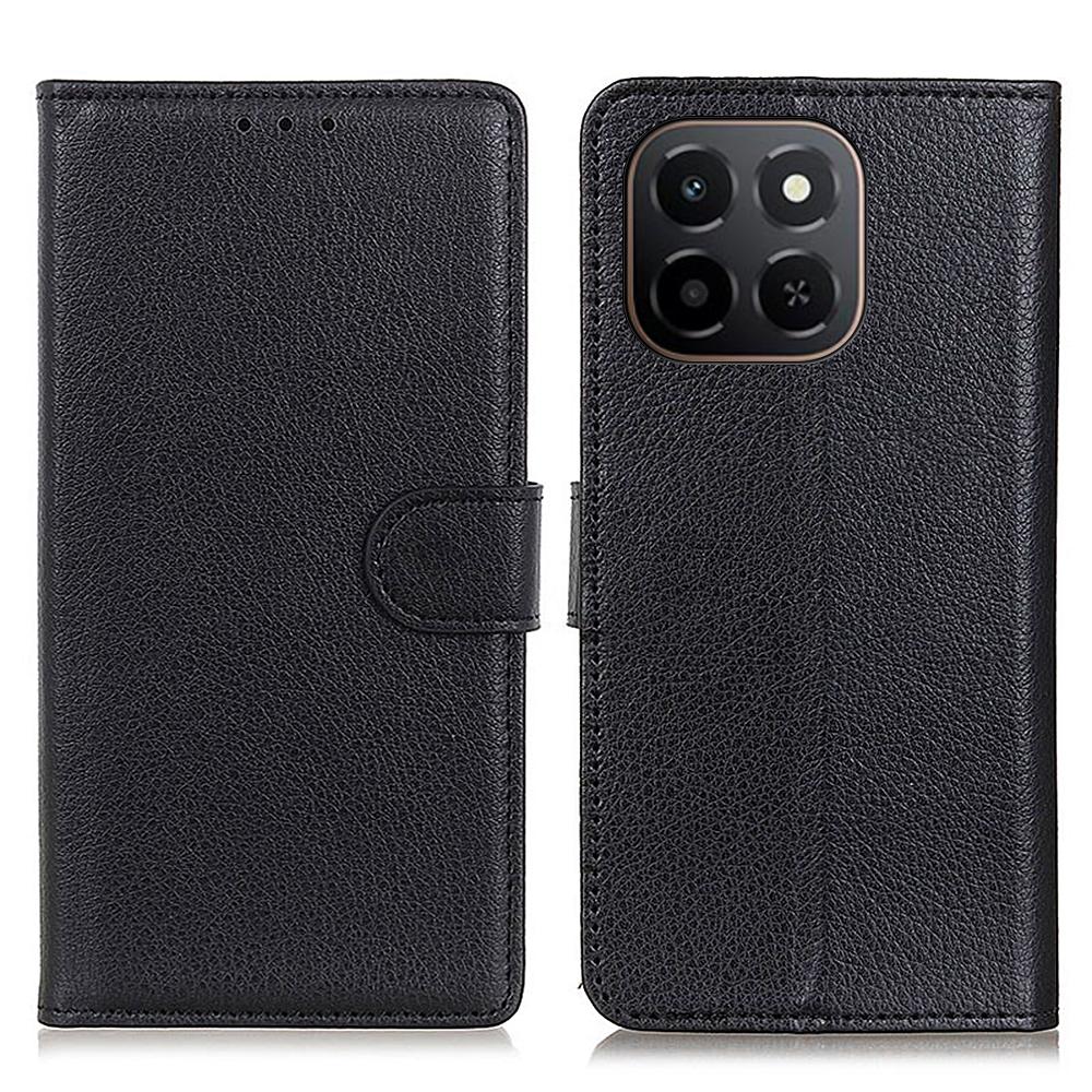 

For Honor X6c 4G Wallet Case PU Leather Phone Cover Litchi Texture Black