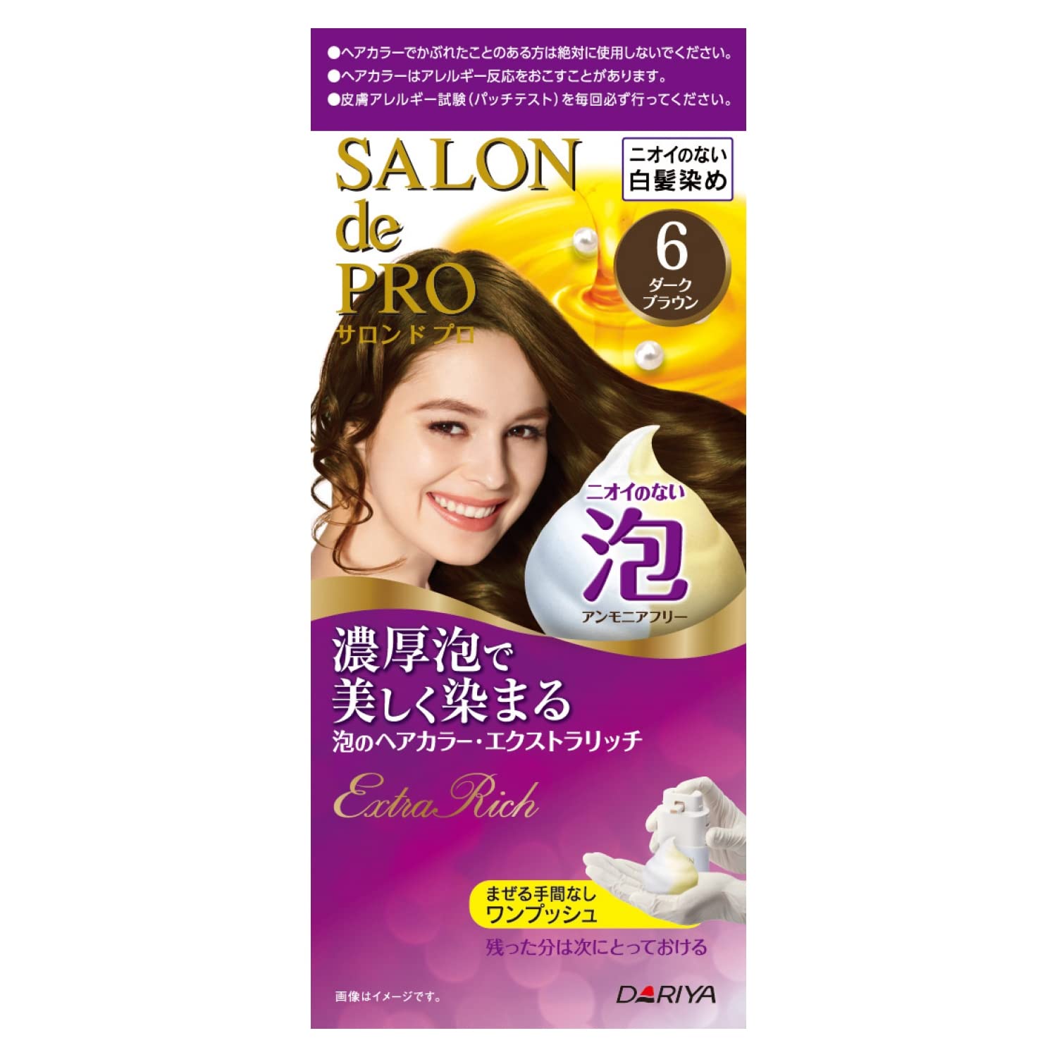

Salon de Pro Foam Hair Color Extra Rich Краска для седых волос Цвет волос Без запаха Тип пены Можно зарезервировать 6 Dark Brown [Квази-лекарство] Без запаха