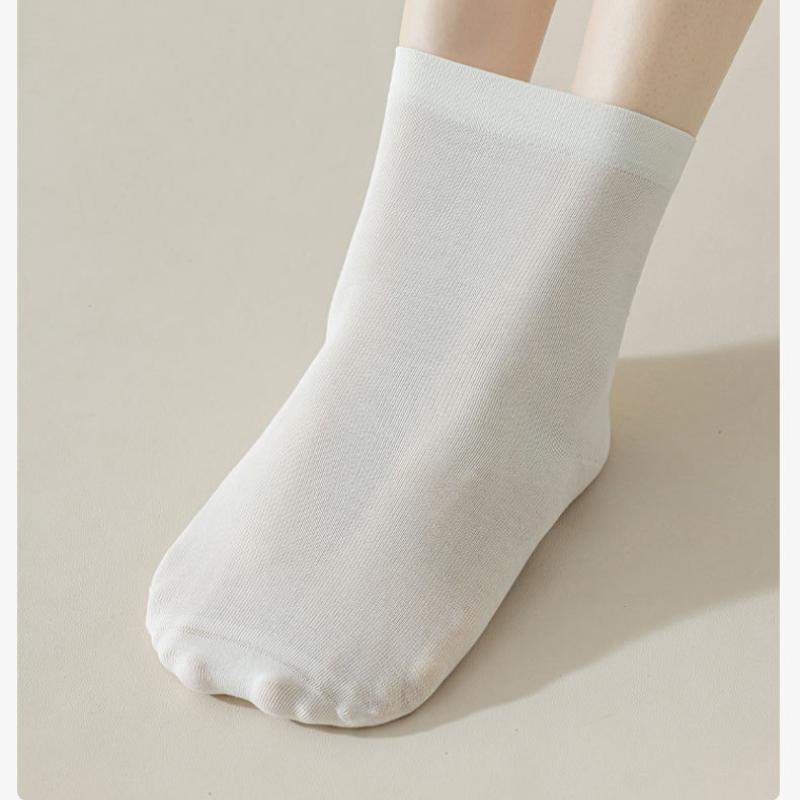 5 Pairs Solid Color Cotton Socks Medium Tube Knitted Loose Long Soft Spring Autumn Crew Casual Sock Black White Breathable Women Socks