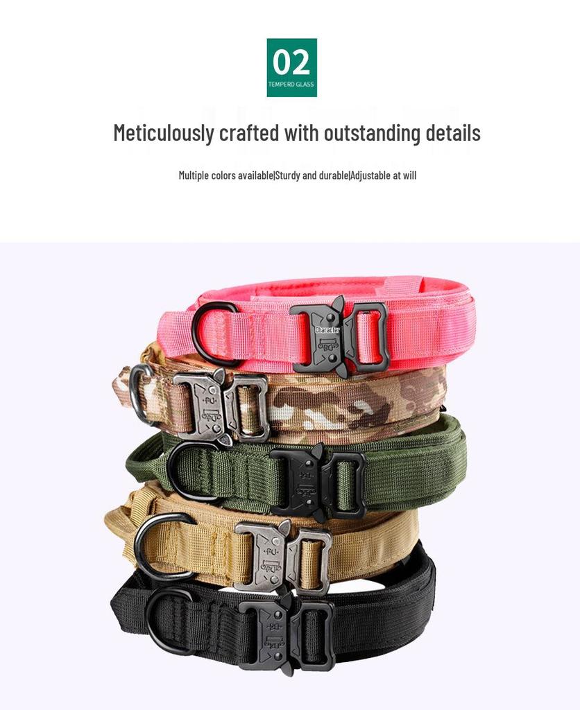 Tactical Anti-Burst Elastic Dog Collar & Leash for Medium To Large Dogs