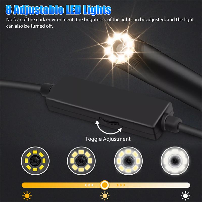 Wireless Endoscope Wifi Borescope Inspection Camera 1200P Hd Ip68 Waterproof Snake Camera With 8 Led For Android Ios Tablet Pc