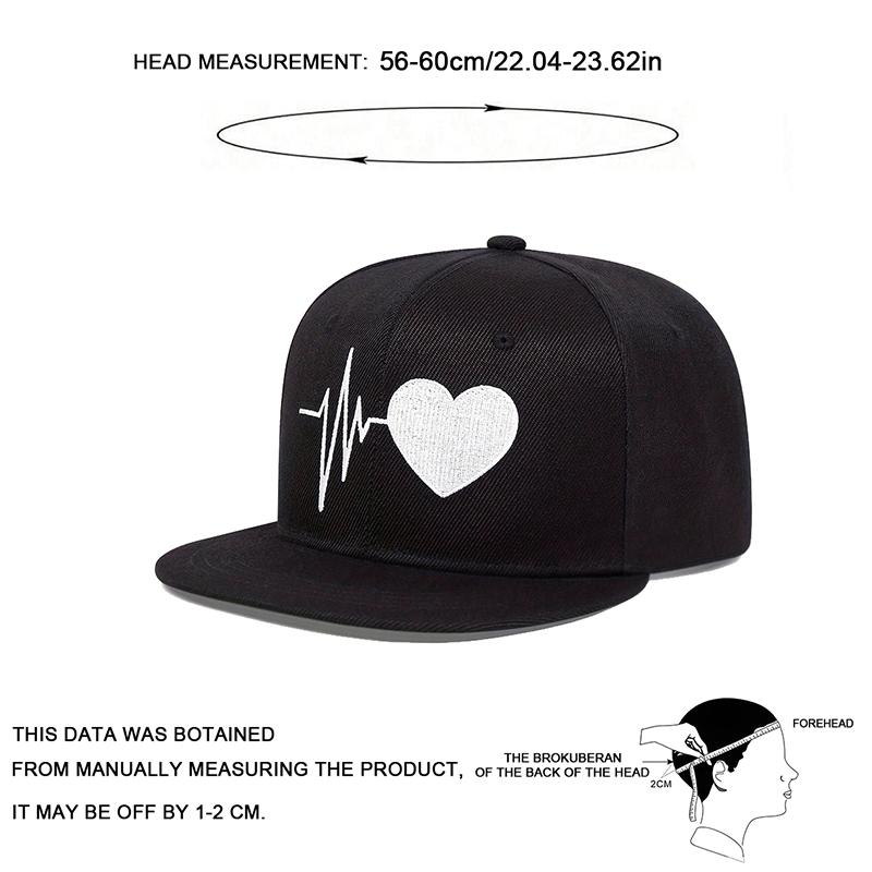 Unisex Heart Electrocardiogram Embroidery Hip-hop Hats Spring Autumn Outdoor Adjustable Casual Baseball Caps Sunscreen Hat