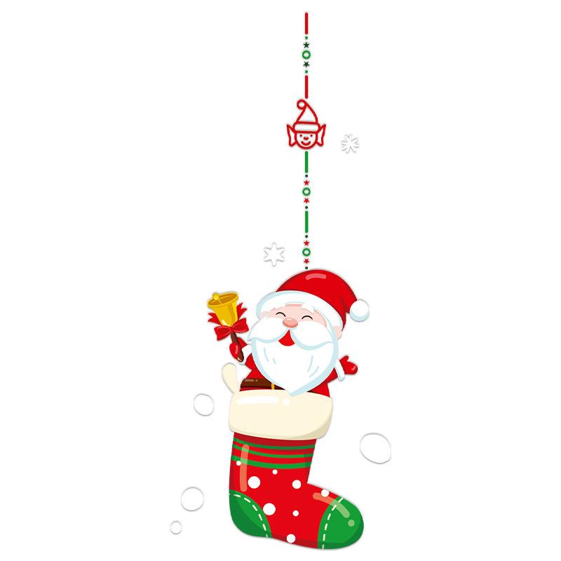 Christmas Socks, Holiday Decorations, Electrostatic Glass Doors, Shop and Restaurant Entrance Decorations, Snowman Window Stickers