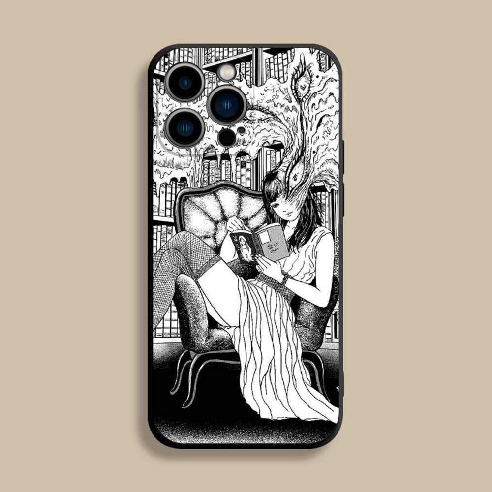 

Комиксы J-Дзюндзи Ито T-Томи Чехол для телефона Для iPhone 17,16,15,14,13,12,Pro,Max,Plus,E,SE4,Air,Mini Черный Мягкий чехол iPhone17Promax