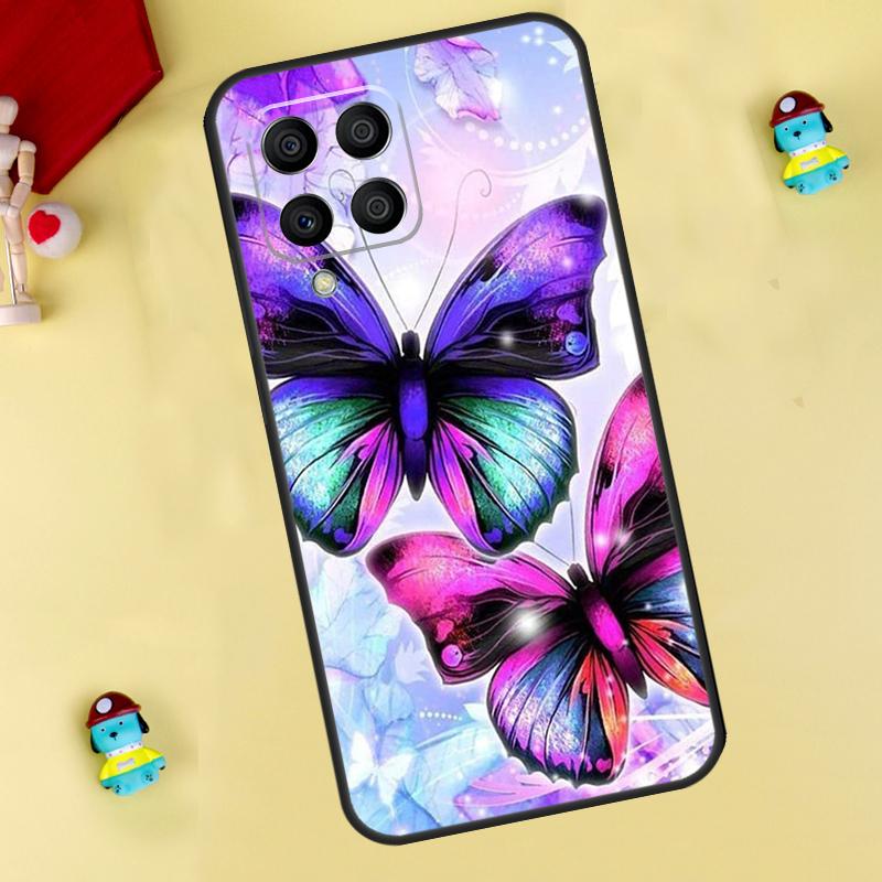 Black Beautiful Butterfly Case For Samsung Galaxy M35 M55 M15 M11 M12 M13 M14 M06 M16 M36 M56 M31 M53 M32 M52 M34 M54
