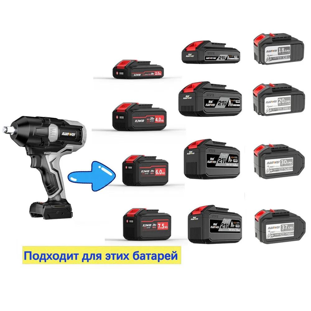NANWEI Brushless Electric Impact Wrench, with A Torque of Up To 1080 Nm and A 4.0Ah Capacity, Cordless Rechargeable Lithium Battery Screwdriver.