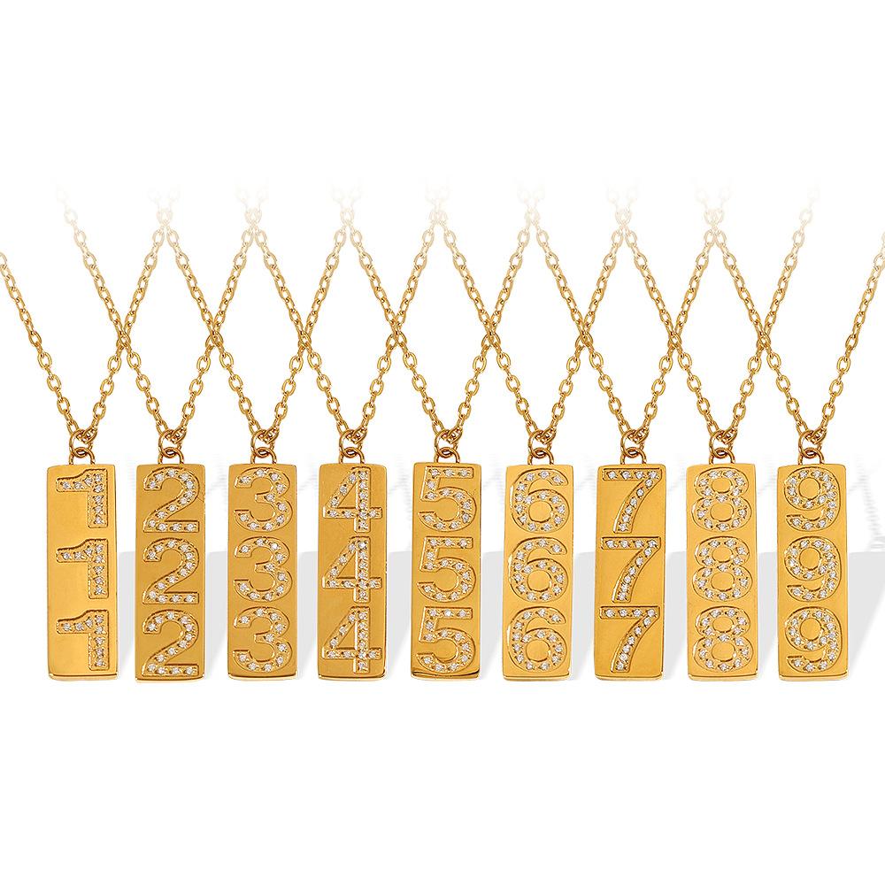Europe, America, Digital with Diamond Pendant Necklace Women's Jewelry, Plated 18k Niche Versatile Simple Collarbone 2026