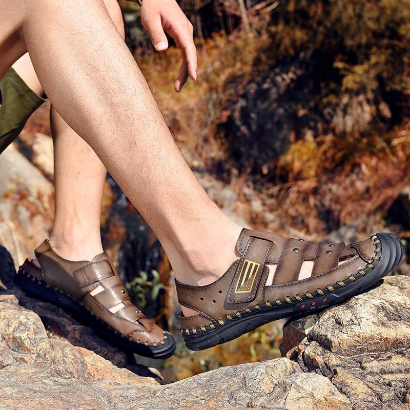 New Genuine Leather Men Sandals Summer Beach Shoes Men Breathable Wear -Resistant Windproof Quick -Drying Outdoor Sneakers 38 -48