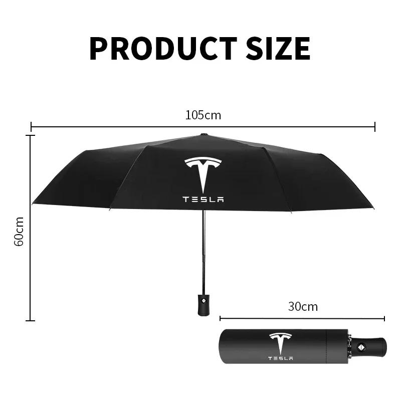 Car Sticker Tesla Car Fully Automatic Folding Windproof Umbrella With Car Logo Umbrella Parasol For Tesla Model3 Model X Model S