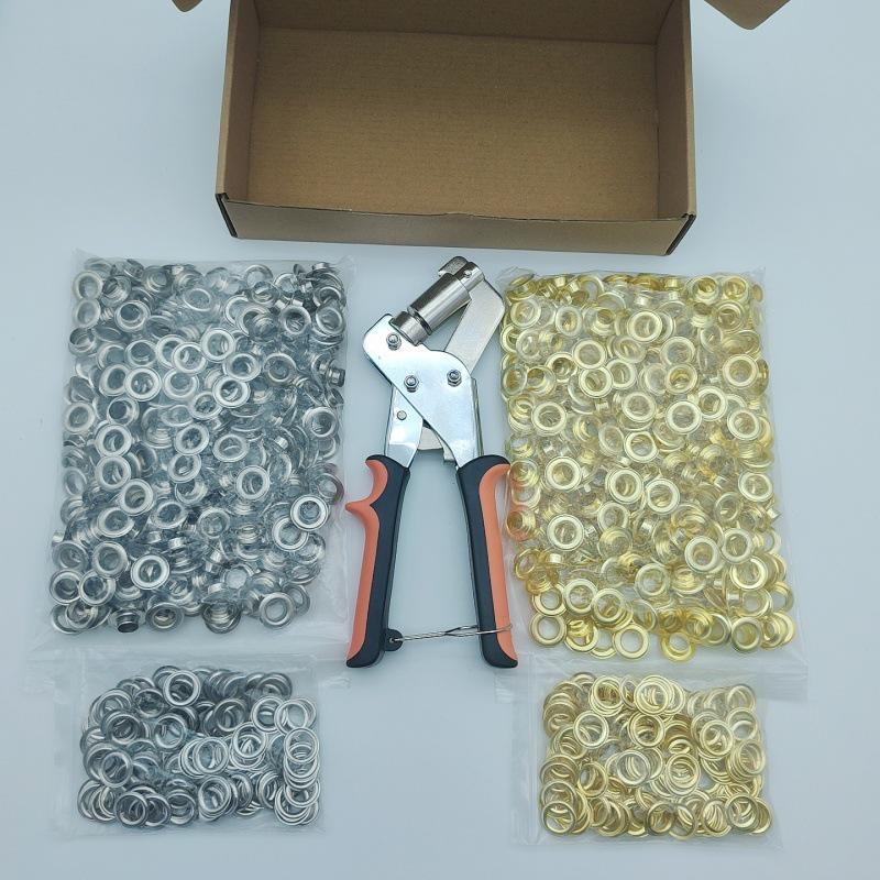 Kit 300 Pezzi Occhielli Metallici 10mm con Strumento di Installazione e Pinza a Mano
